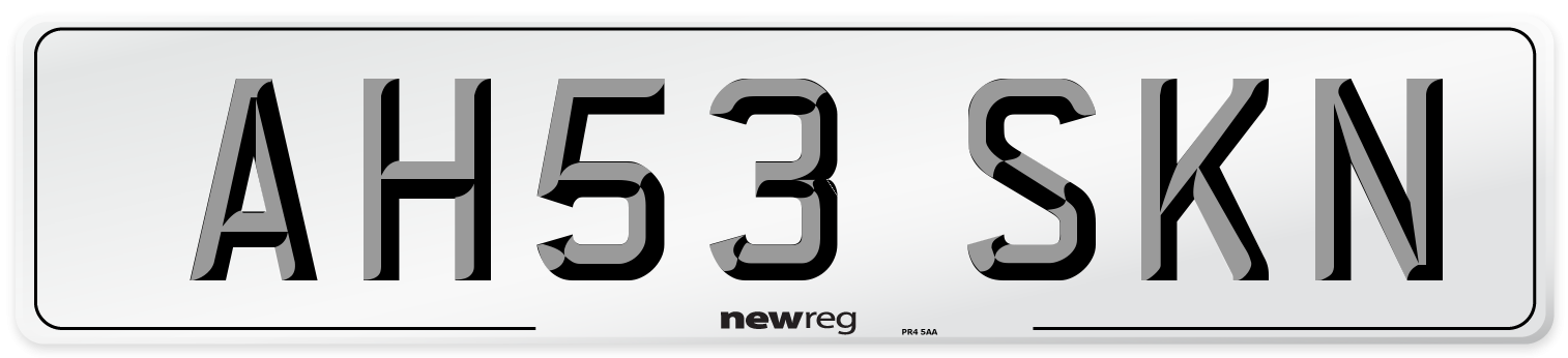 AH53 SKN Number Plate from New Reg